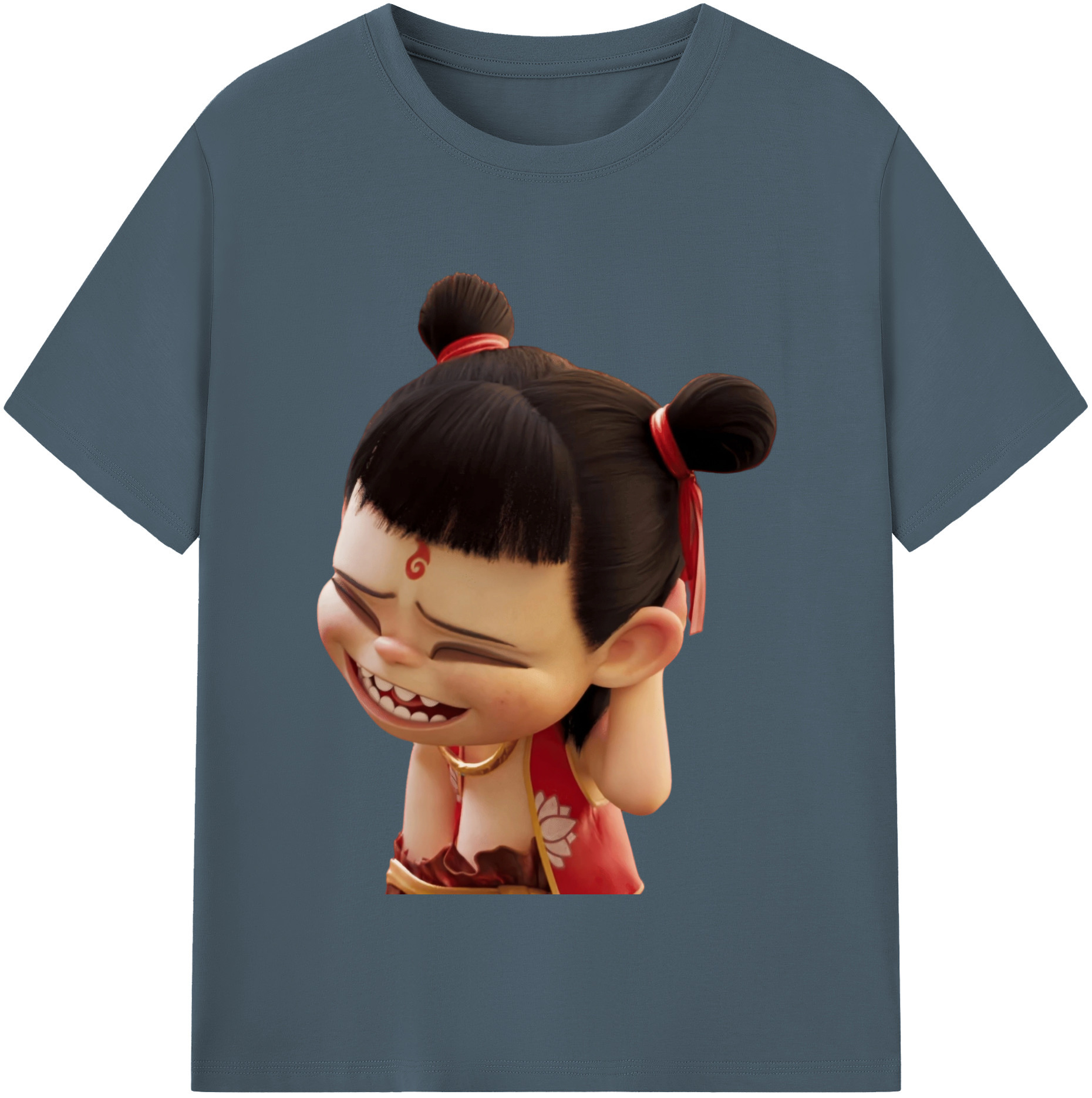 （画像用） Ne Zha 2 ナタ 魔童の大暴れ 綿100％半袖Tシャツ（フロントプリント）